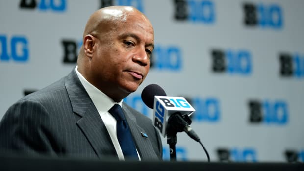 Big Ten commissioner Kevin Warren talks with the media about todays cancellation of the Mens Big Ten Tournament. The Big Ten Conference announced today that it will be cancelling the remainder of the Big Ten Men's Basketball Tournament, effective immediately in regard to the COVID-19 pandemic at Bankers Life Fieldhouse.